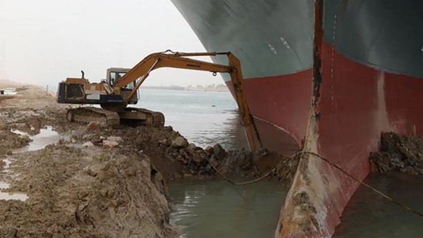 The ship Ever Given stuck in the Suez Canal